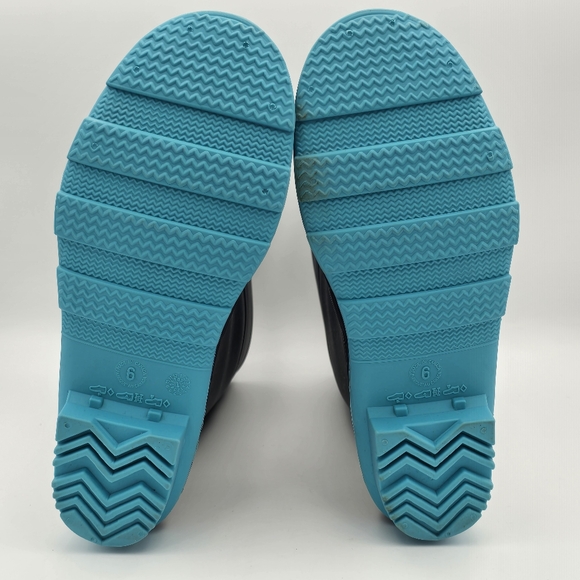 NWT Kamik Raindrops Rubber Rain Boots, Navy/Teal Big Kids Size 6 (Unisex) - Picture 10 of 11